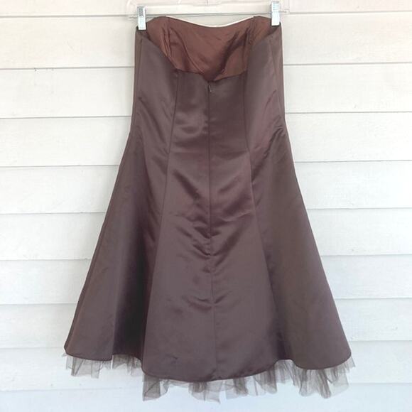 Jessica McClintock for Gunne Sax Brown & White Satin & Tulle Formal Dress 9/10 - Picture 4 of 6